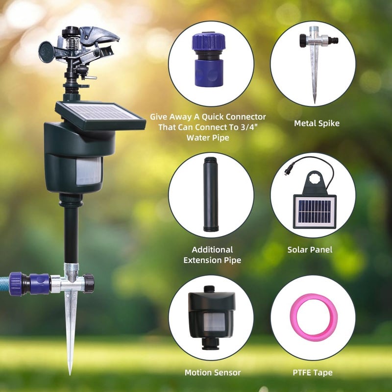 Yardeen [2025 Upgraded] Solar Motion Sensor Sprinkler, Adjustable Garden Water Sprayer with Stake. Day and Night Mode can be Selected - Image 4